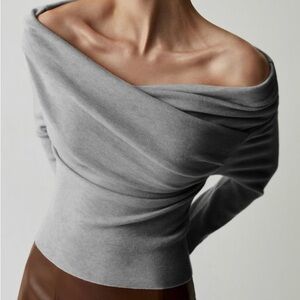 Commense Gray Off-Shoulder Sweater NWT